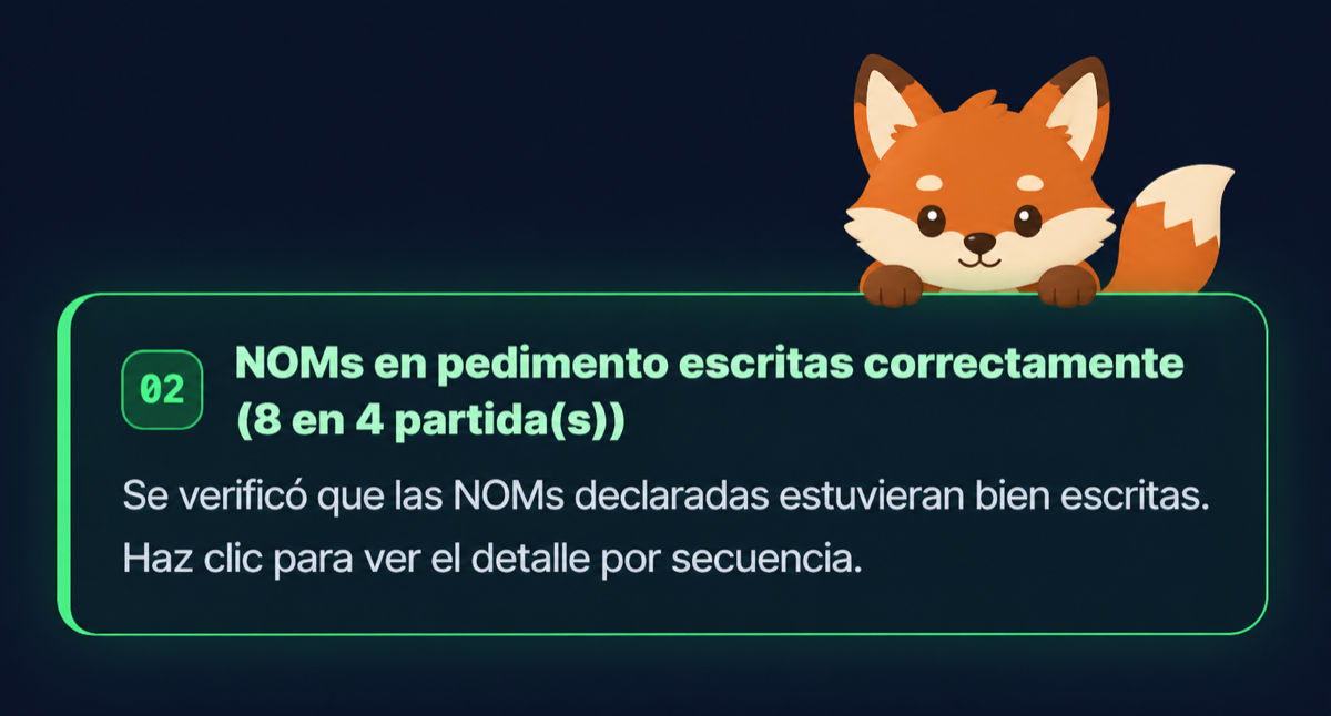 Novedad: verificación de NOMs en el Extractor
