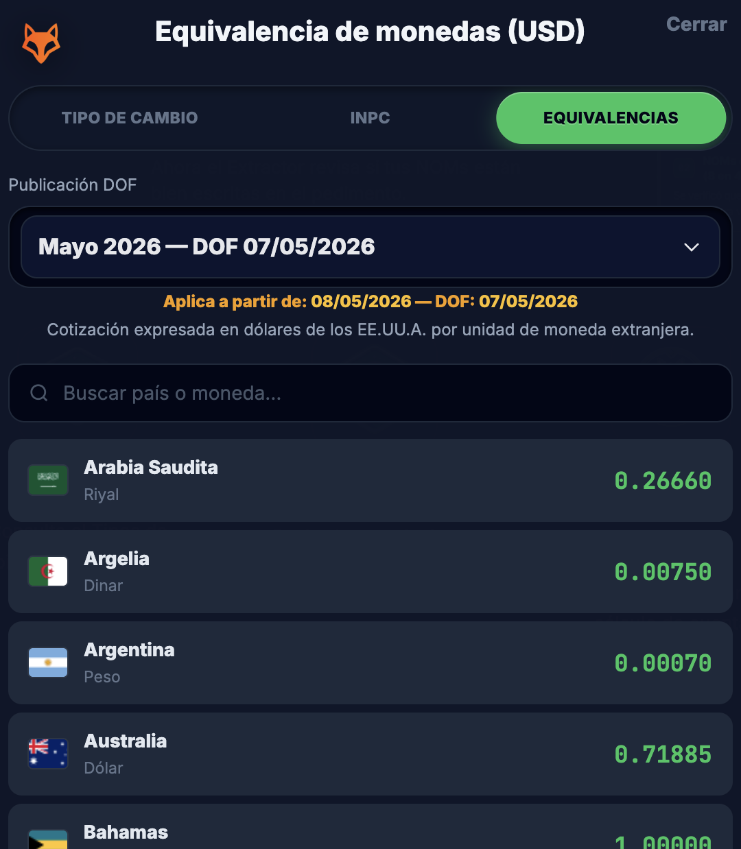 Indicadores - Equivalencias de unidades